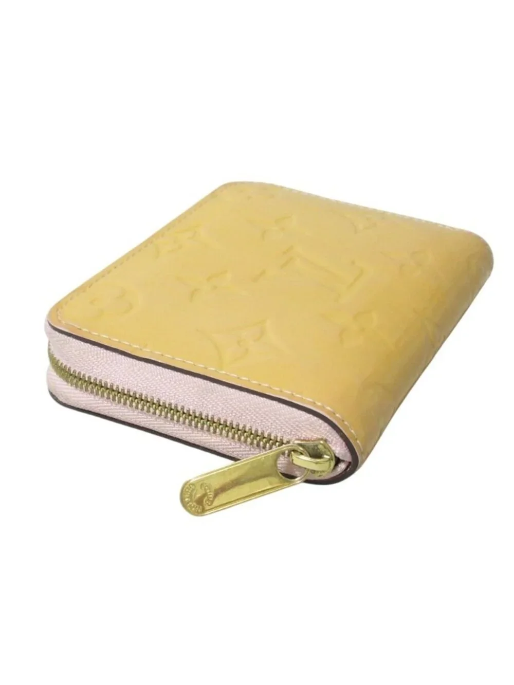 Louis Vuitton Monogram Vernis Zippy Coin Purse Wallet Beige